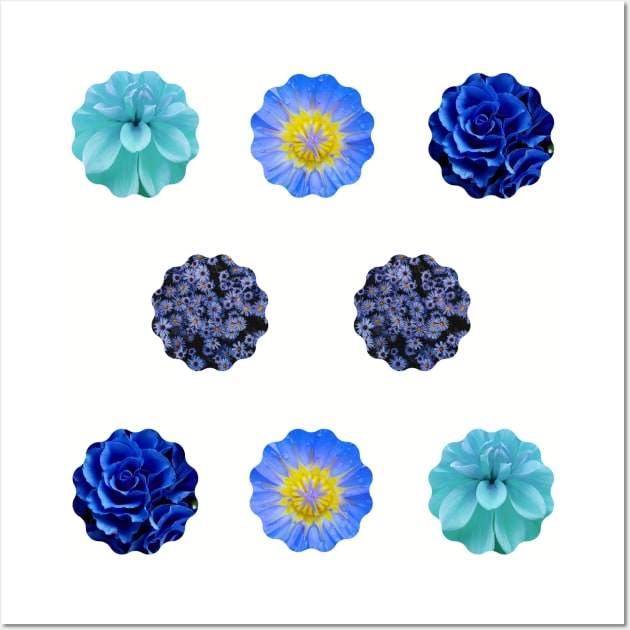 Mixed Blue Flowers Photo Set Pack Wall Art by EdenLiving